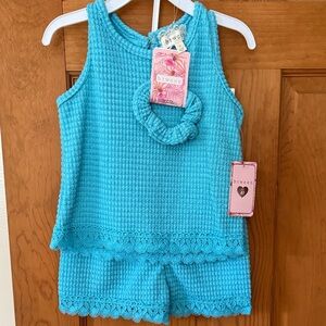 btween Turquoise Textured Top and Shorts Set